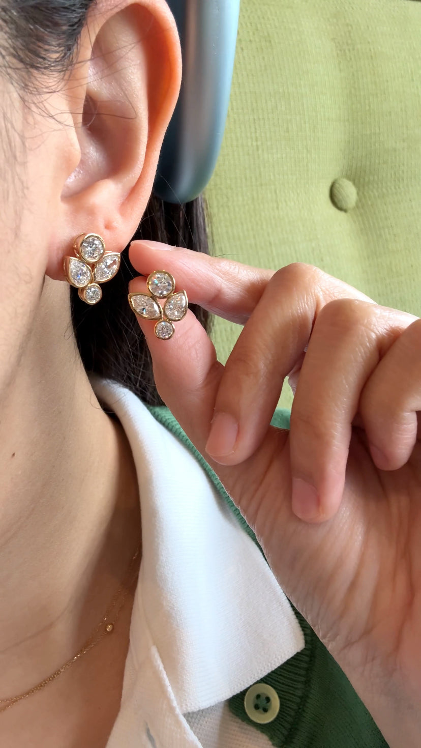 NERINE Diamond Floral Cluster Earrings