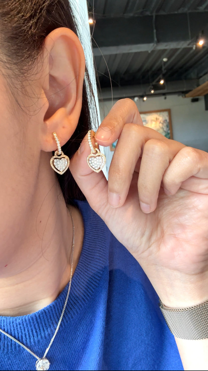 HANA Heart Dangling Earrings (YG)