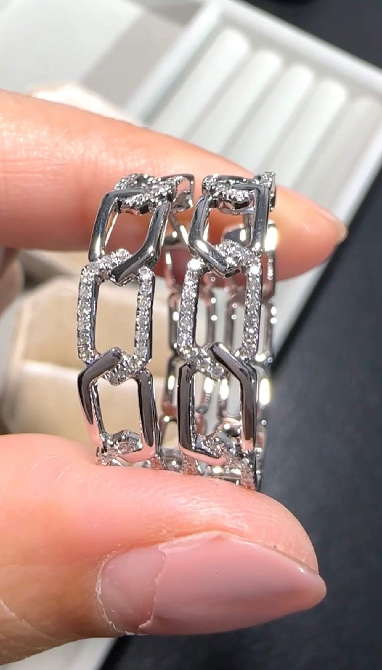 ERICA Link Diamond Hoop Earrings