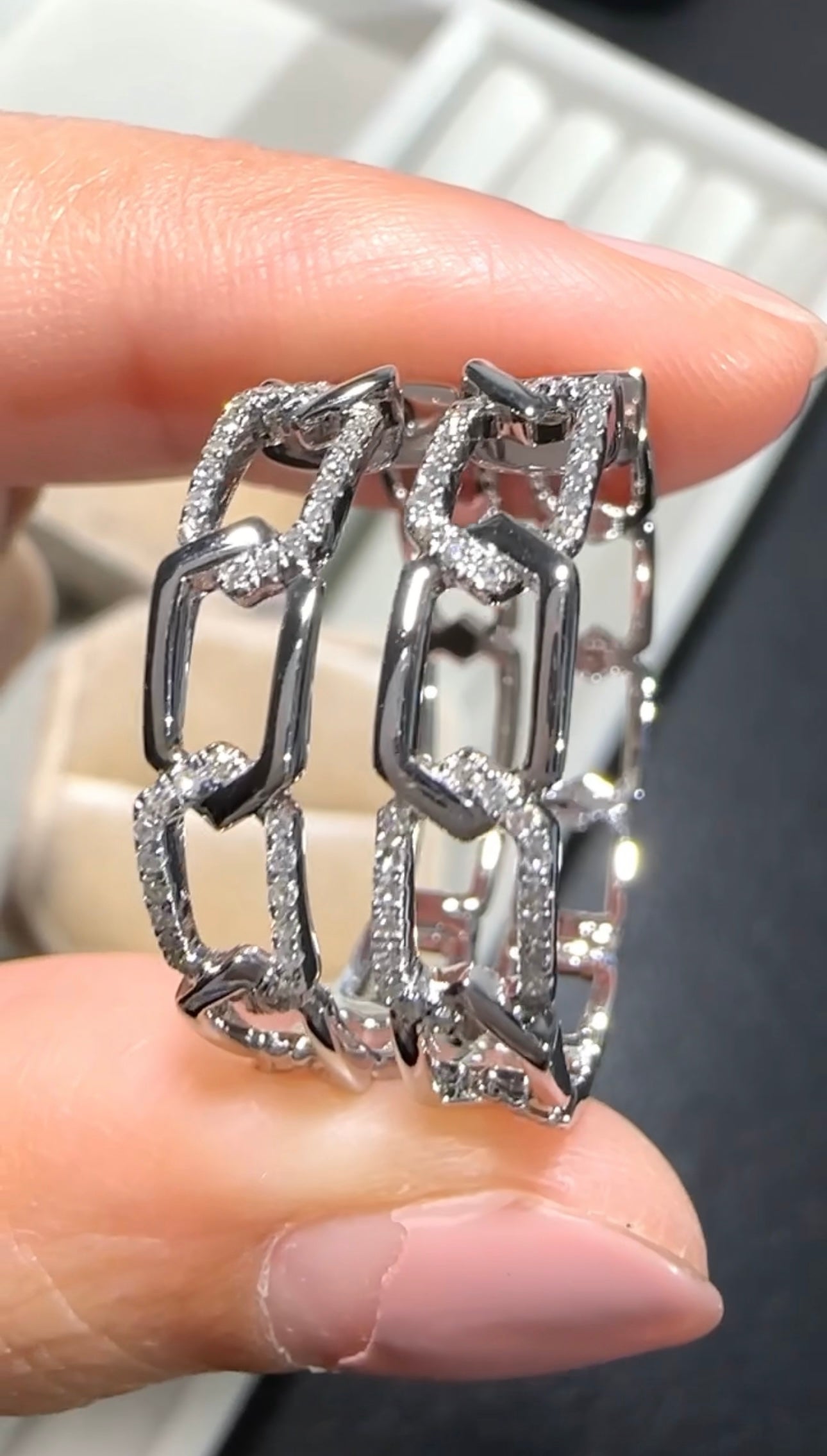 ERICA Link Diamond Hoop Earrings