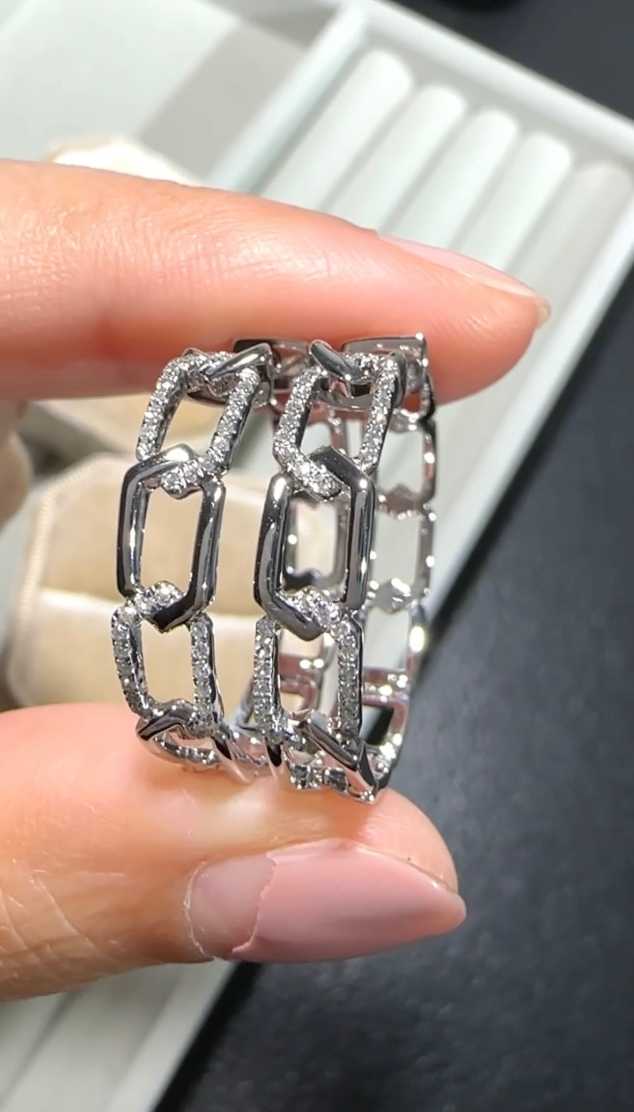 ERICA Link Diamond Hoop Earrings