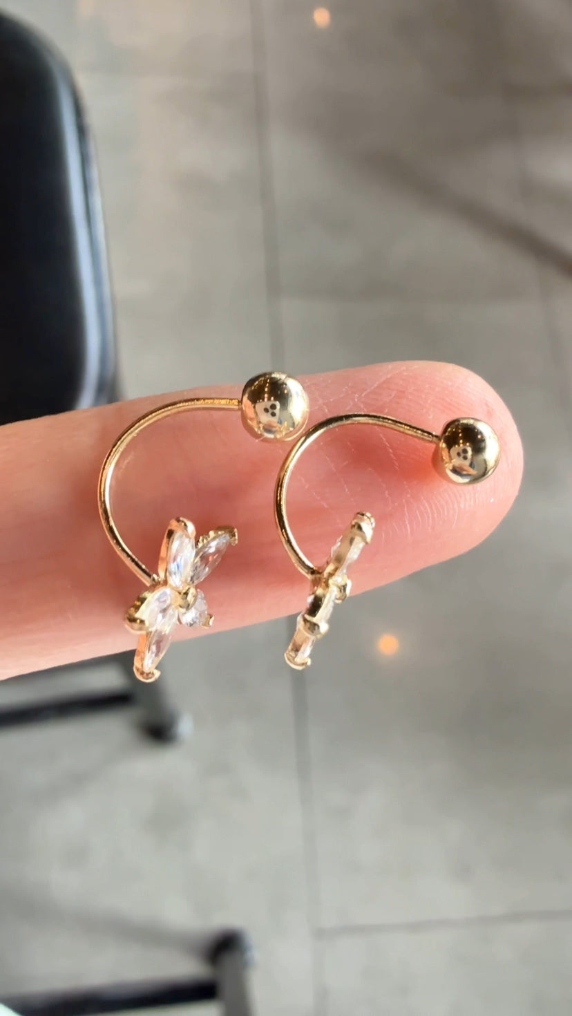 HYORI Zirconia Flower Earrings