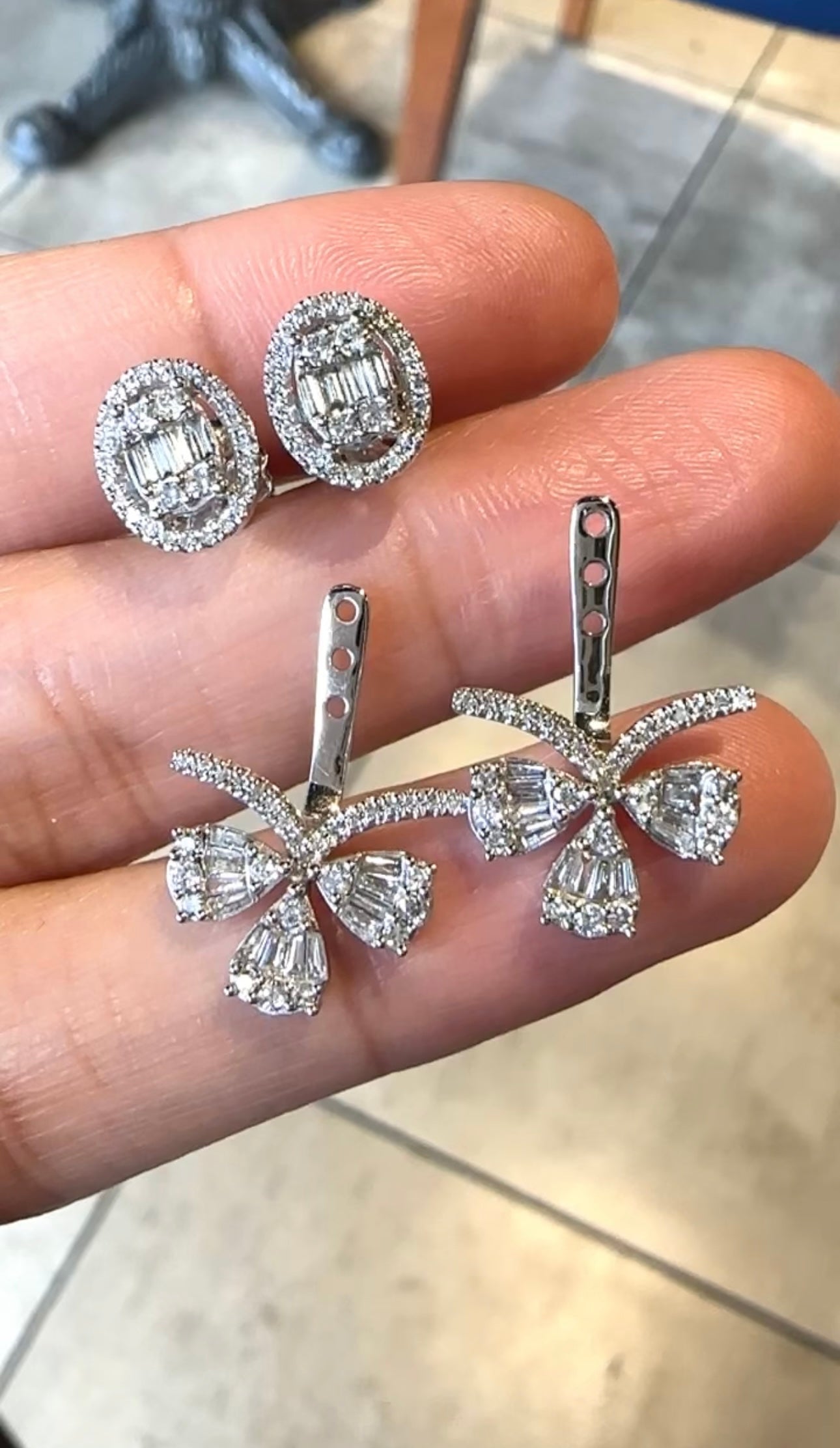 2-Way Oval Diamond Earrings