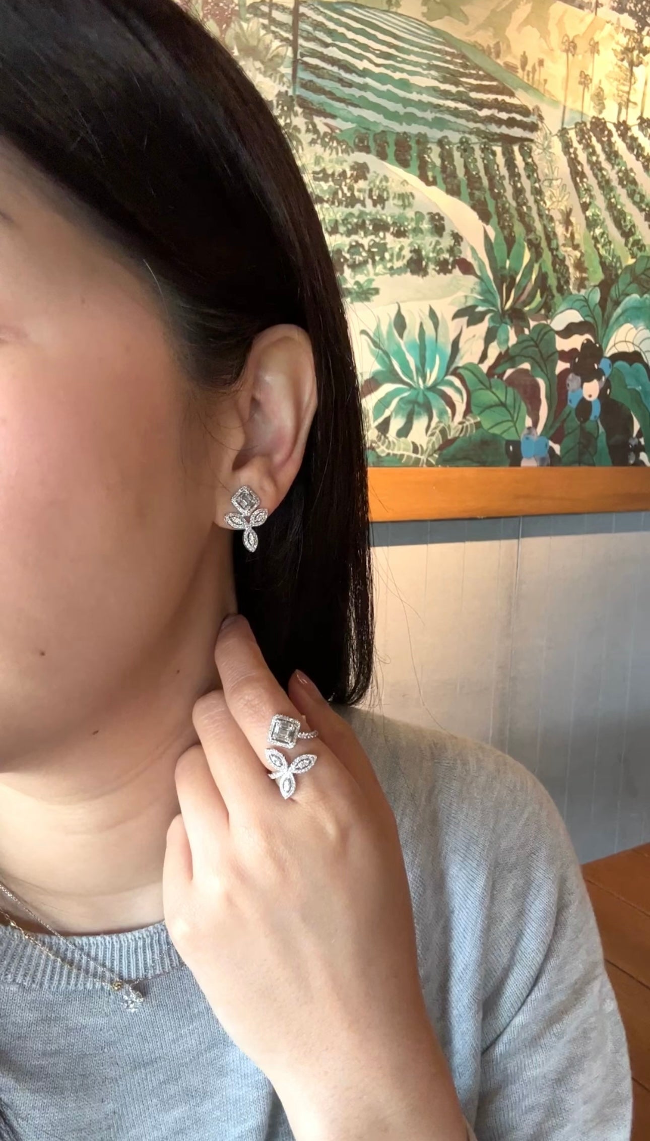 CLEO Emerald w/ Triple Leaf Earrings