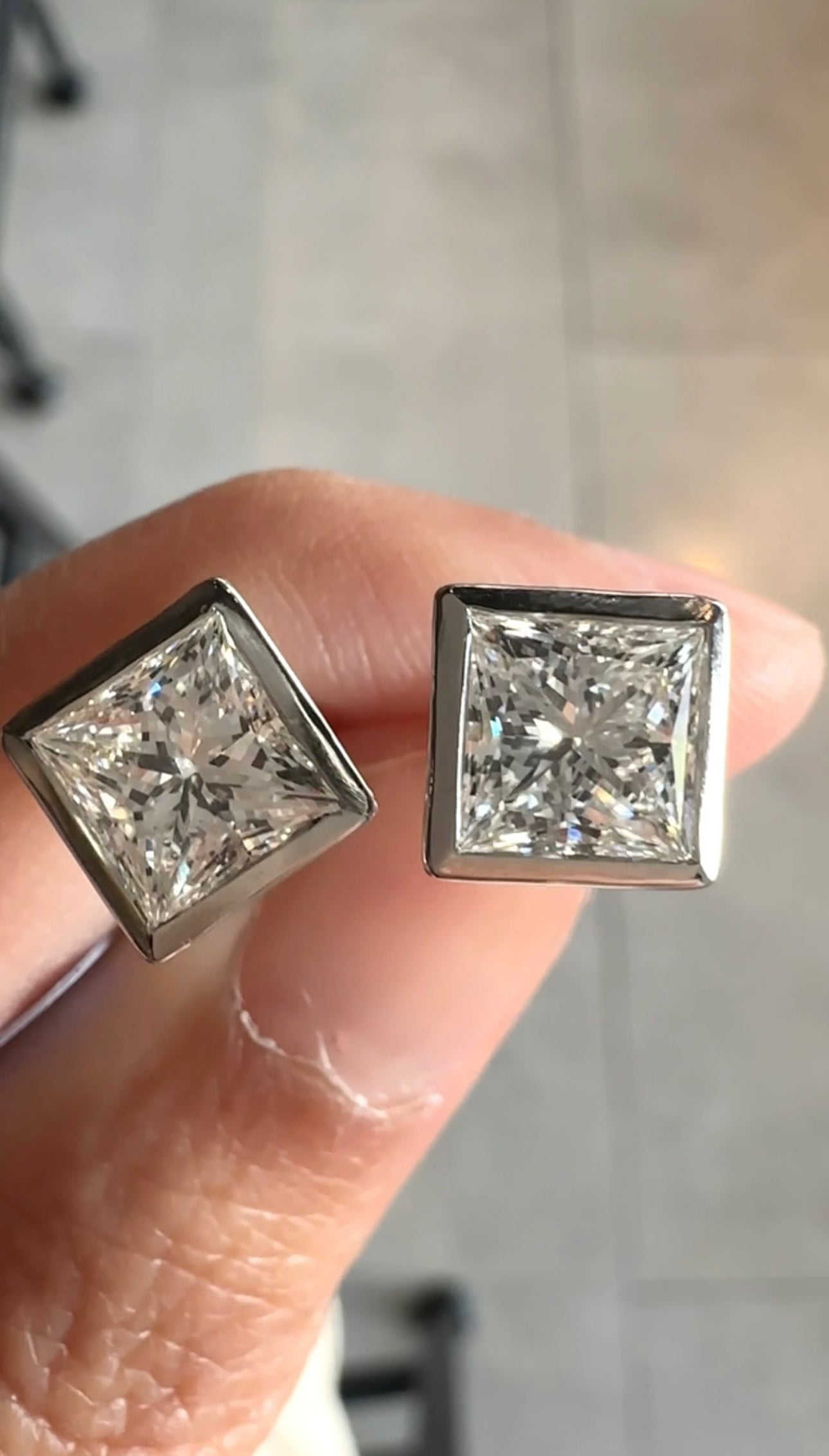 3ct LGD Princess cut Diamond Earrings