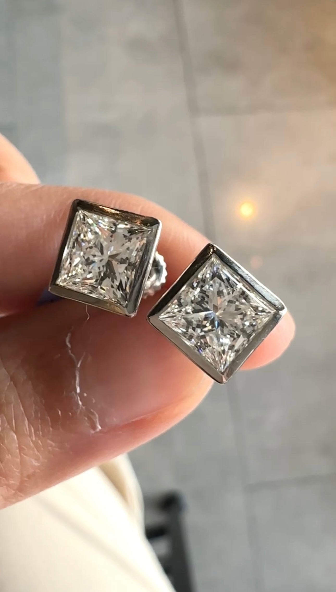 3ct LGD Princess cut Diamond Earrings