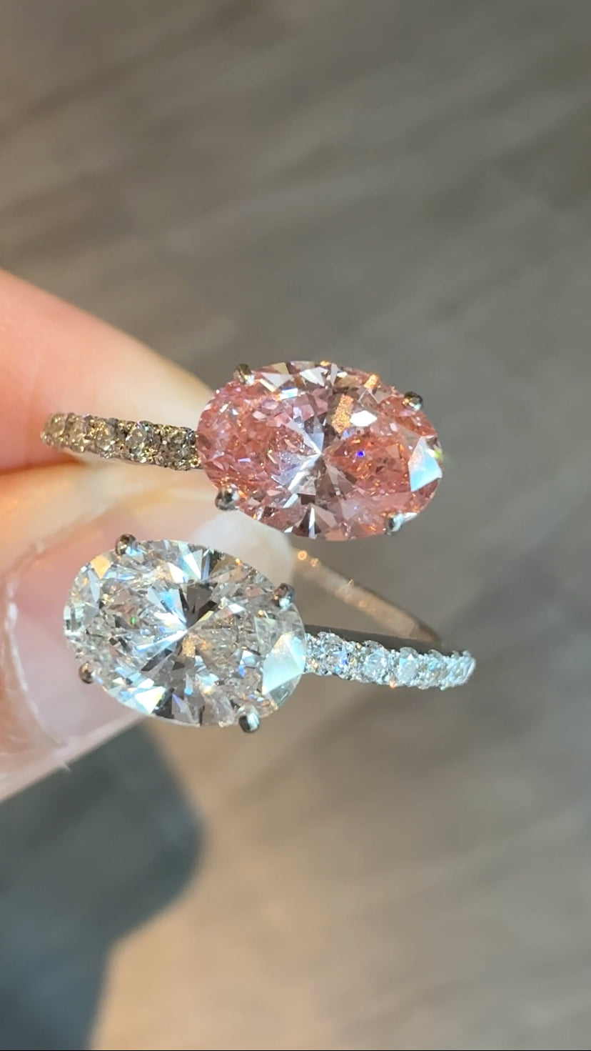 POPPY Pink Diamond Duo Adjustable Ring