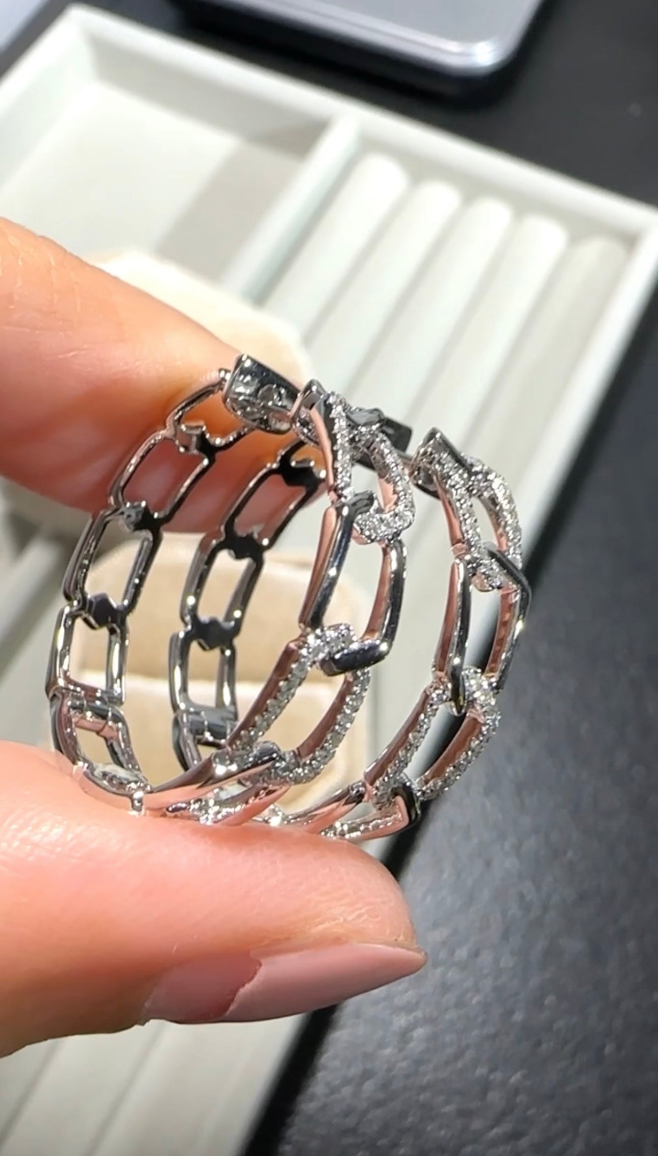 ERICA Link Diamond Hoop Earrings