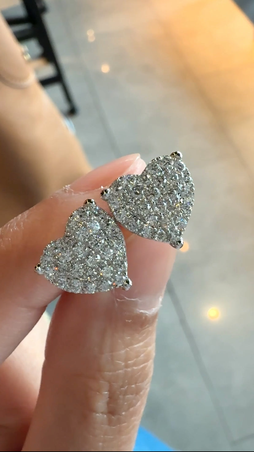 RILEY Diamond Heart Earrings (WG)