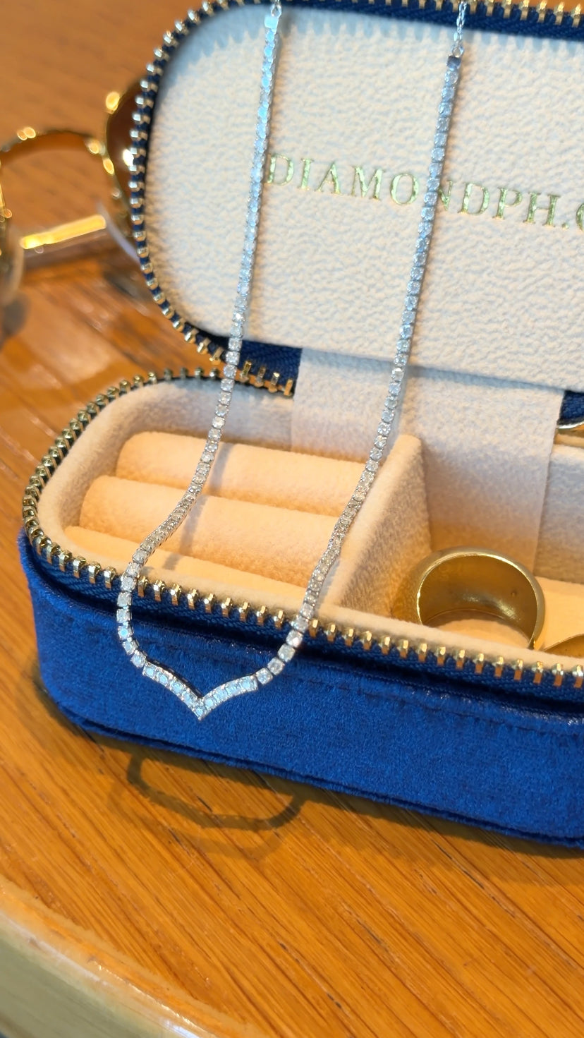 EYLA  Eternal V Half Tennis Necklace