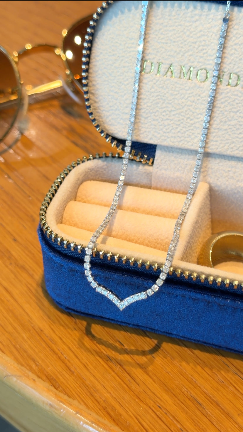 EYLA  Eternal V Half Tennis Necklace