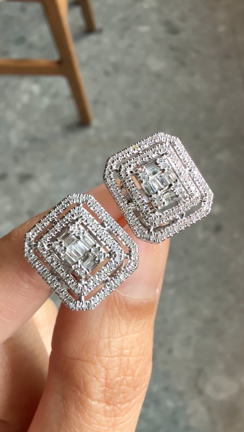 ELLE Diamond Emerald-Shaped Earrings