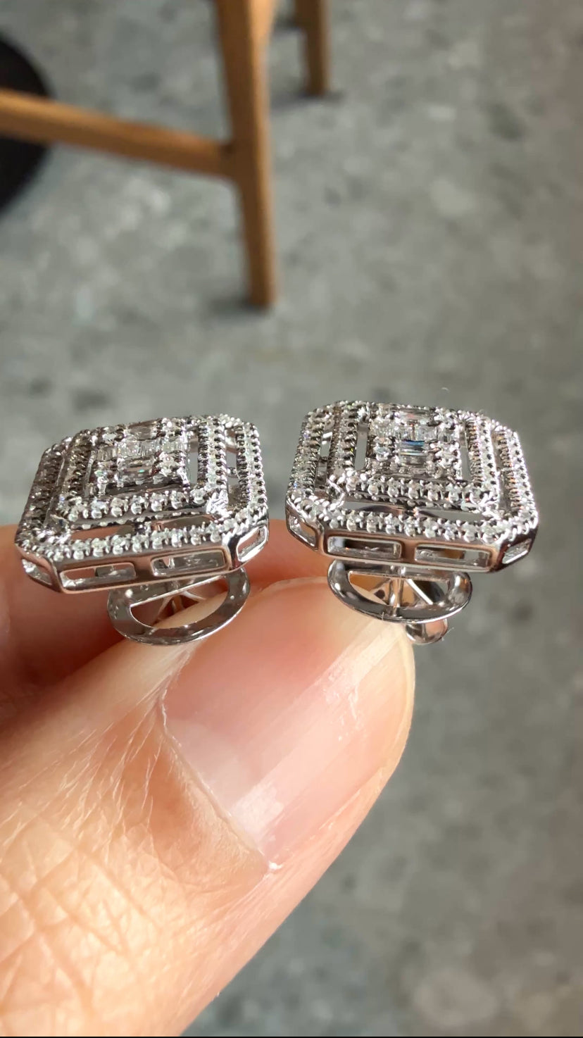 ELLE Diamond Emerald-Shaped Earrings