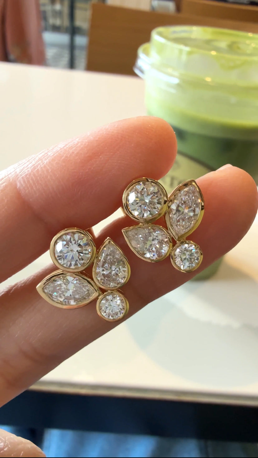 NERINE Diamond Floral Cluster Earrings