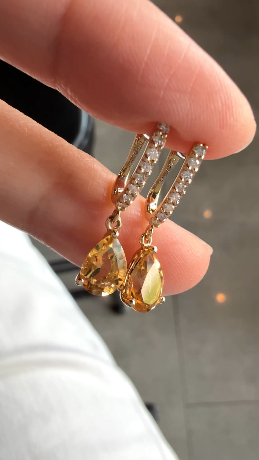 ZARINA Citrine Dangling Earrings (YG)