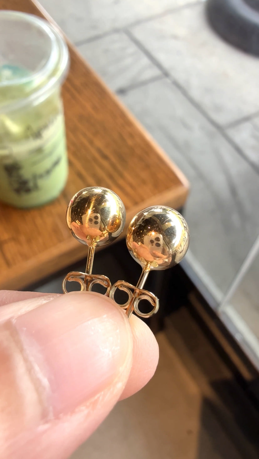 NICOLE Ball Stud Earrings (YG)