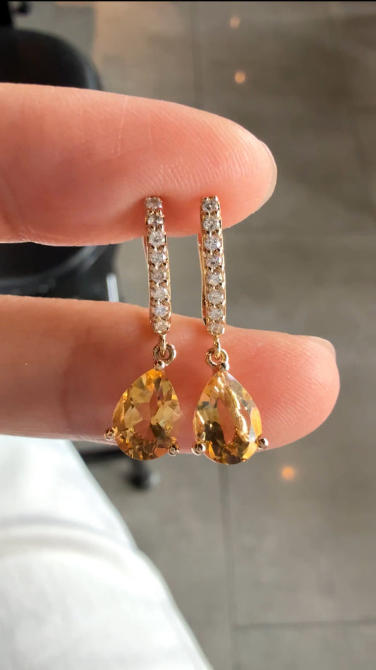 ZARINA Citrine Dangling Earrings (YG)