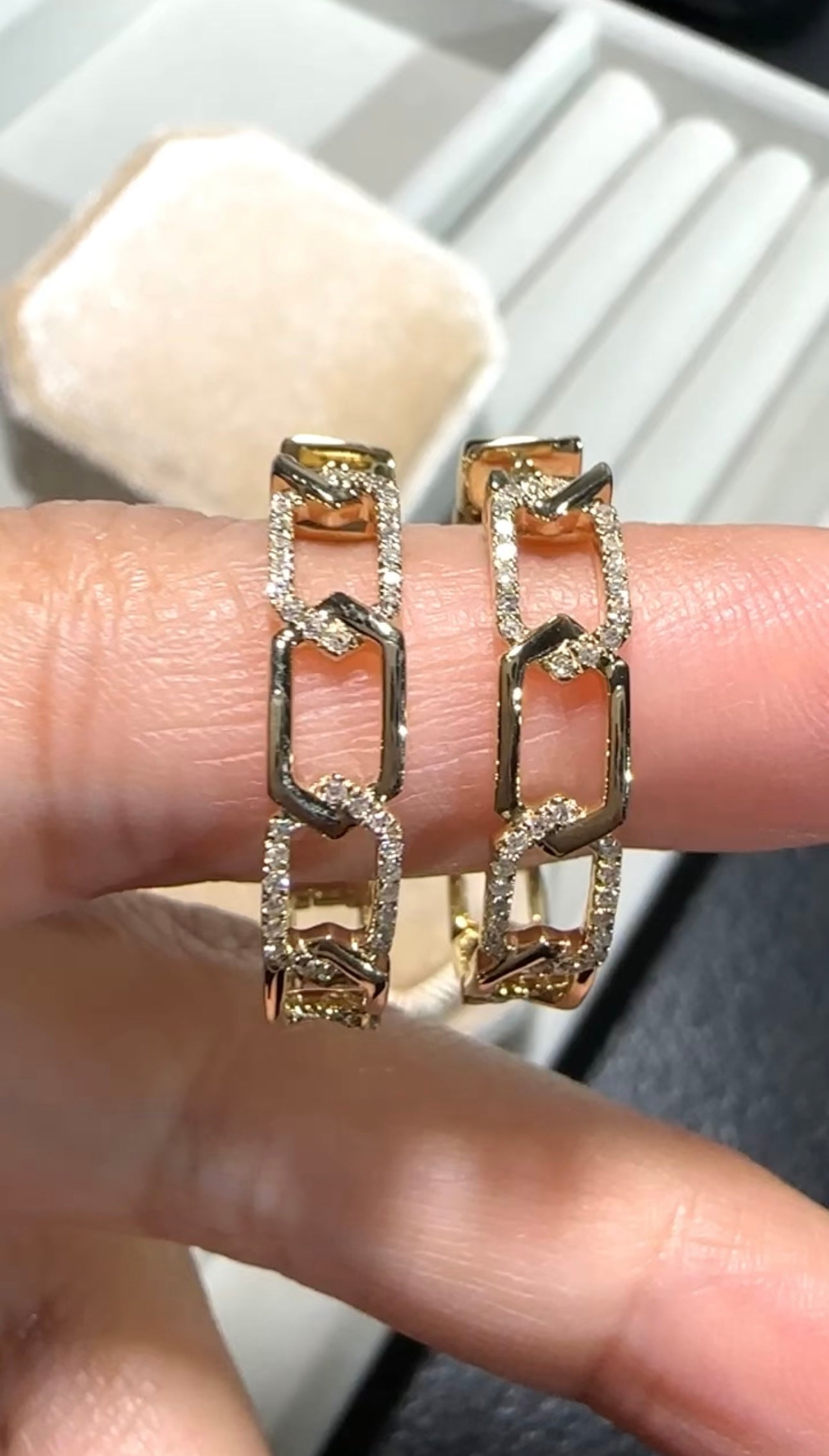 ERICA Link Diamond Hoop Earrings