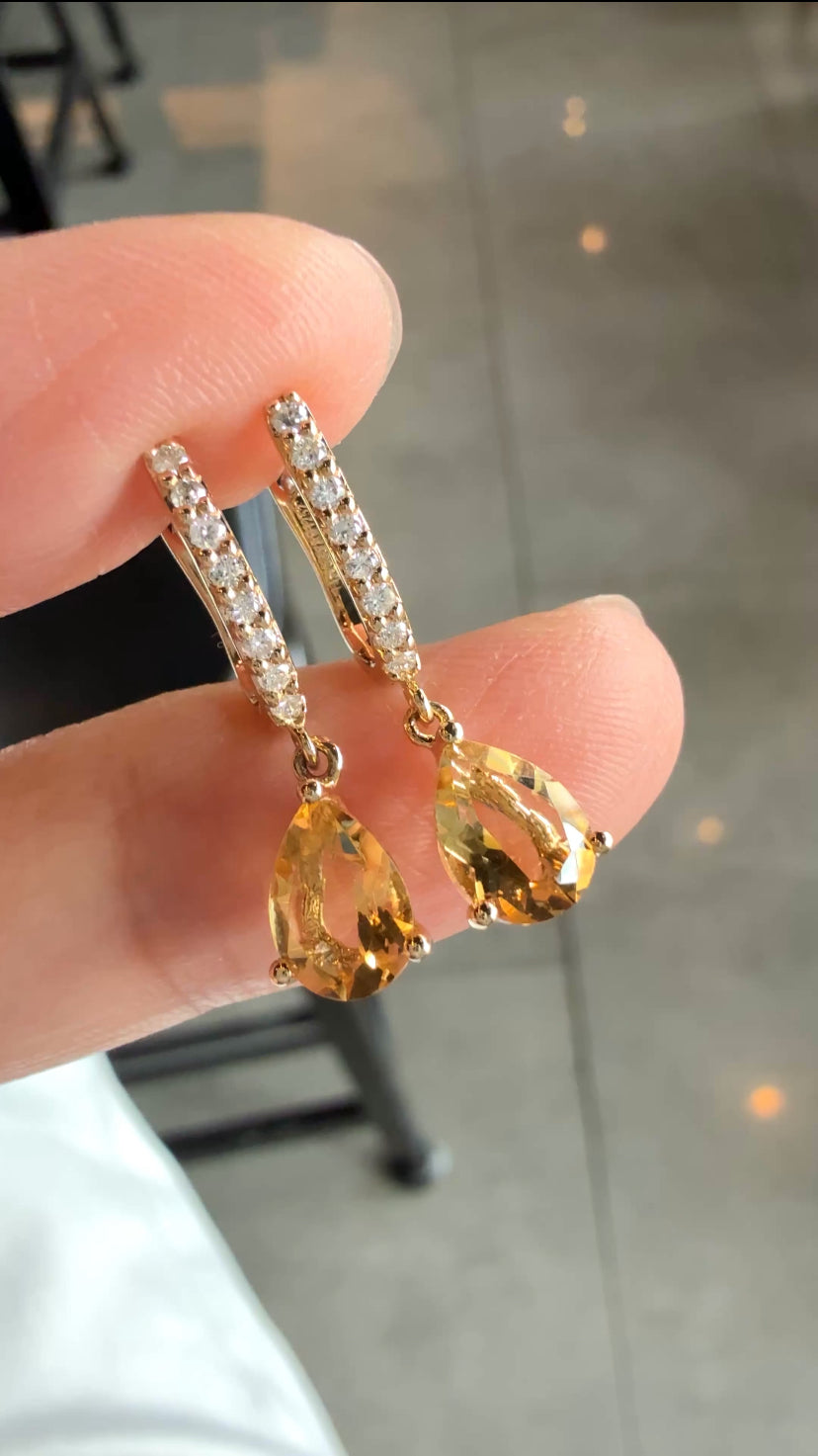ZARINA Citrine Dangling Earrings (YG)