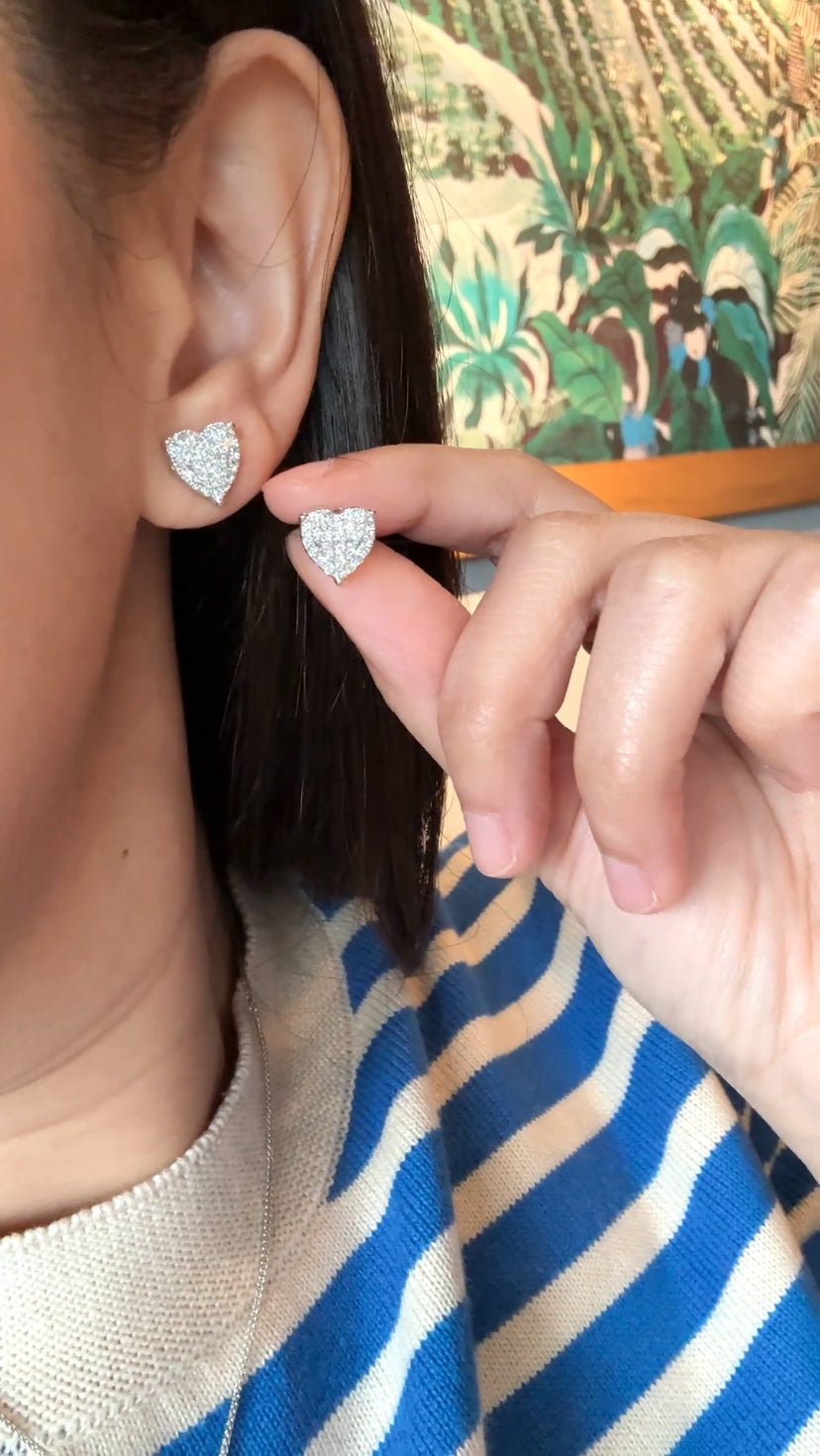 RILEY Diamond Heart Earrings (WG)