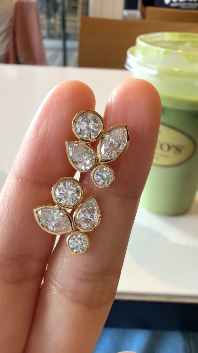 NERINE Diamond Floral Cluster Earrings