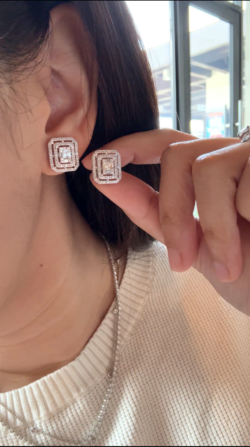 ELLE Diamond Emerald-Shaped Earrings