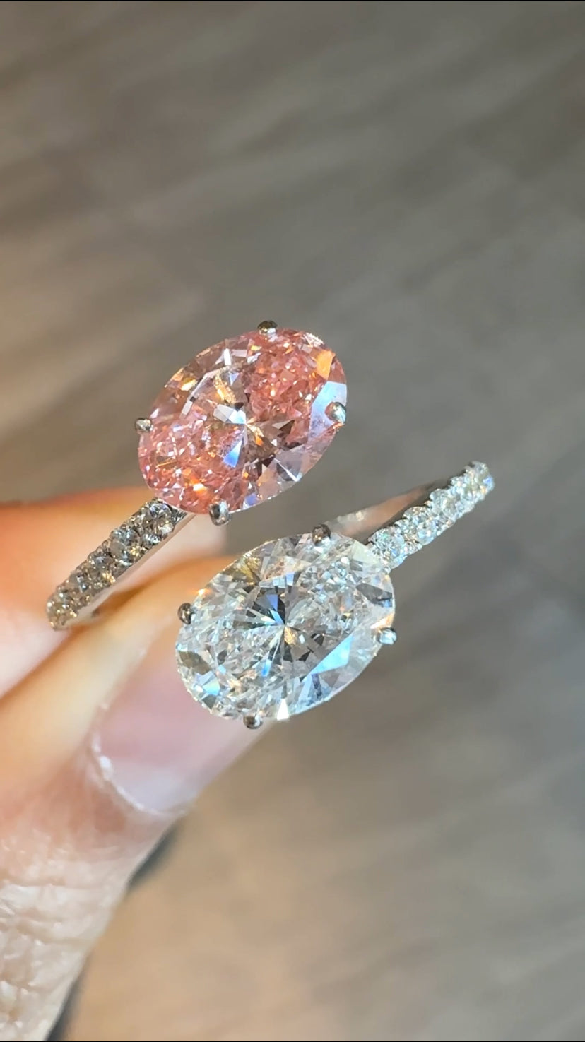 POPPY Pink Diamond Duo Adjustable Ring