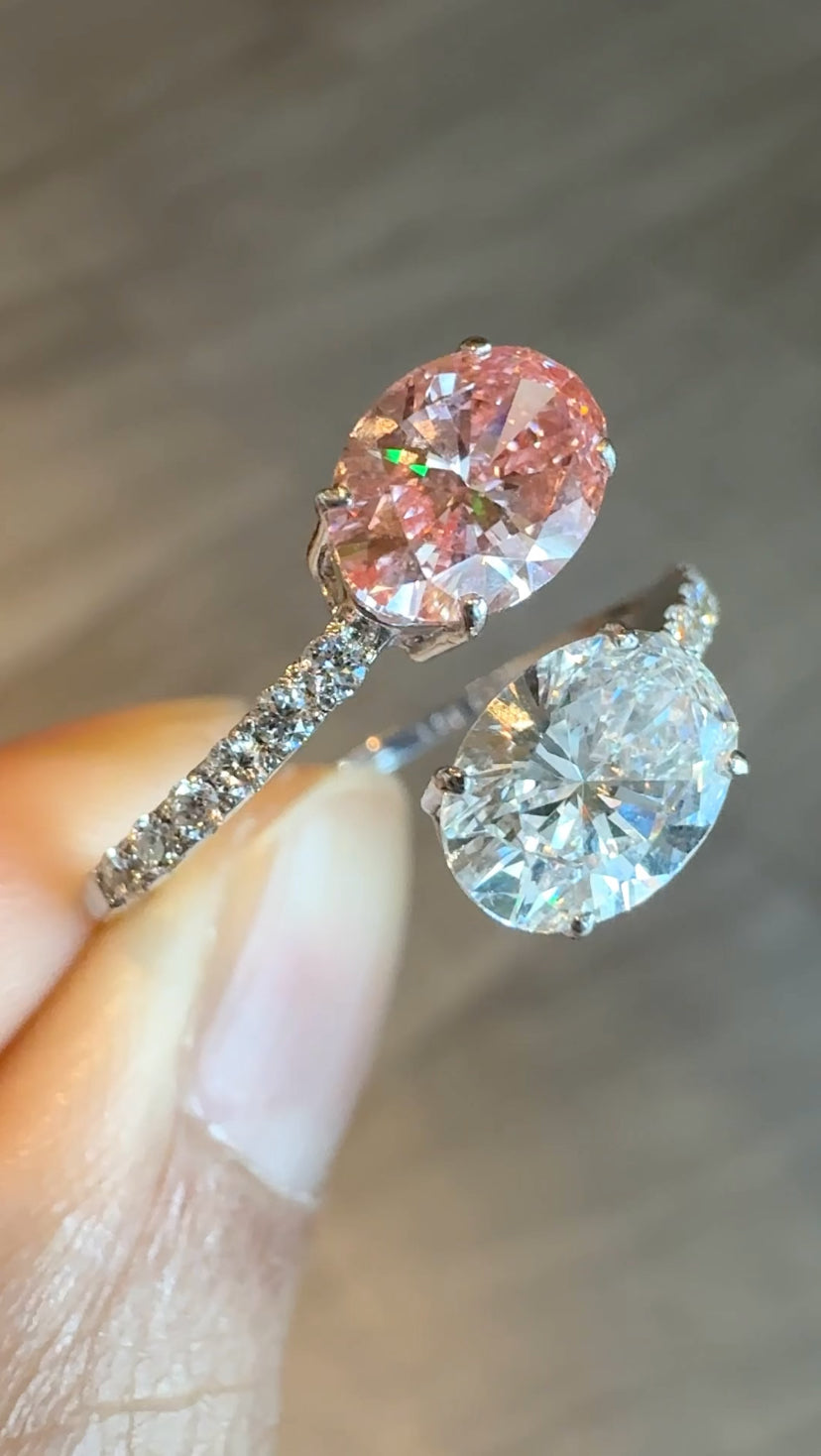 POPPY Pink Diamond Duo Adjustable Ring