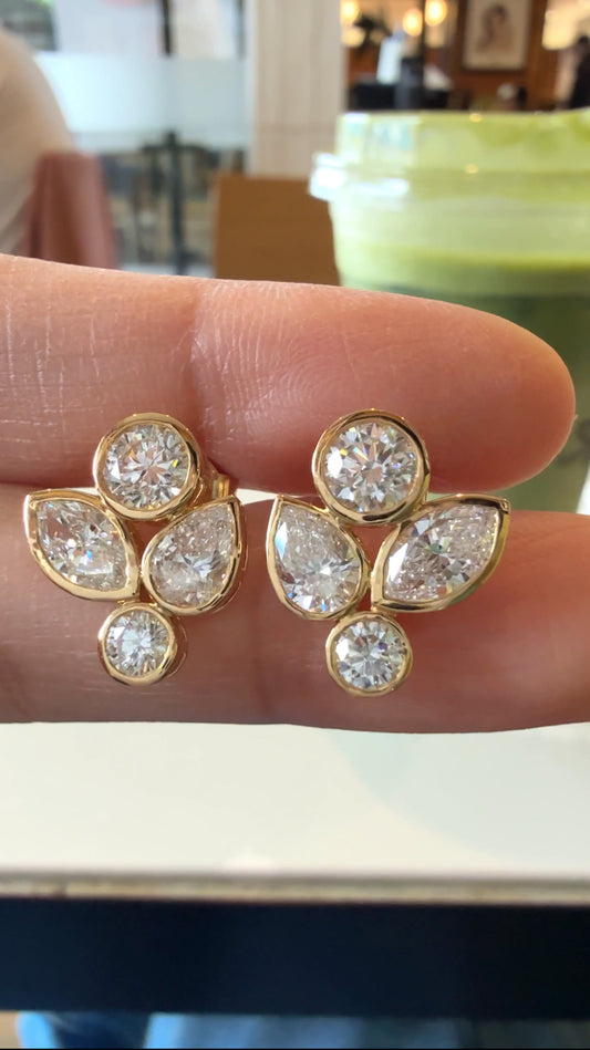 NERINE Diamond Floral Cluster Earrings