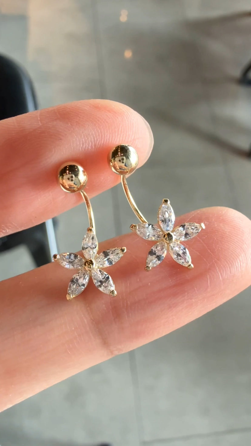 HYORI Zirconia Flower Earrings