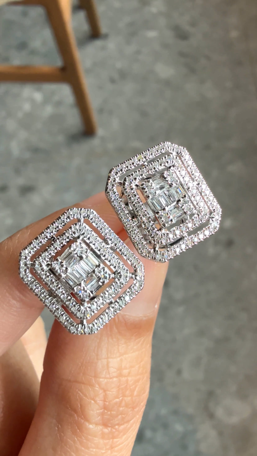 ELLE Diamond Emerald-Shaped Earrings