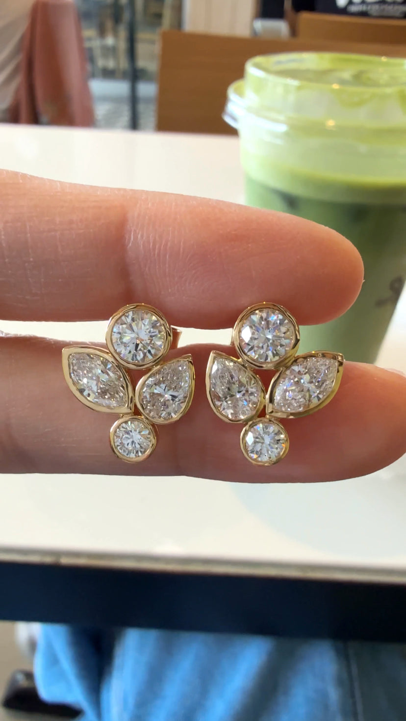 NERINE Diamond Floral Cluster Earrings