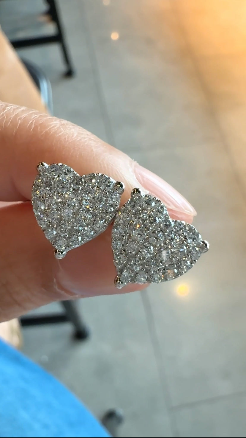RILEY Diamond Heart Earrings (WG)