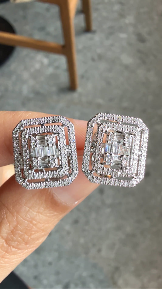 ELLE Diamond Emerald-Shaped Earrings