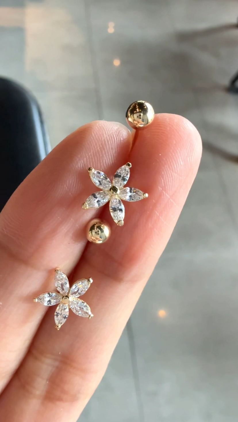 HYORI Zirconia Flower Earrings