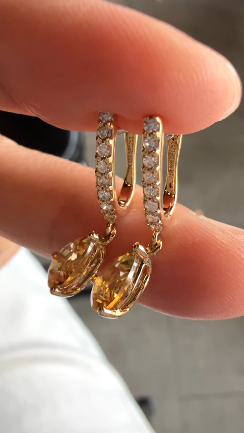 ZARINA Citrine Dangling Earrings (YG)