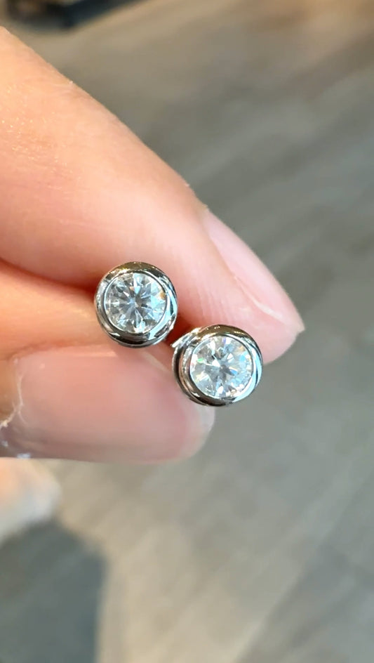 JOAN Round Stud Bezel Earrings