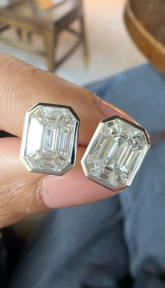 Pie-Cut Emerald Earrings