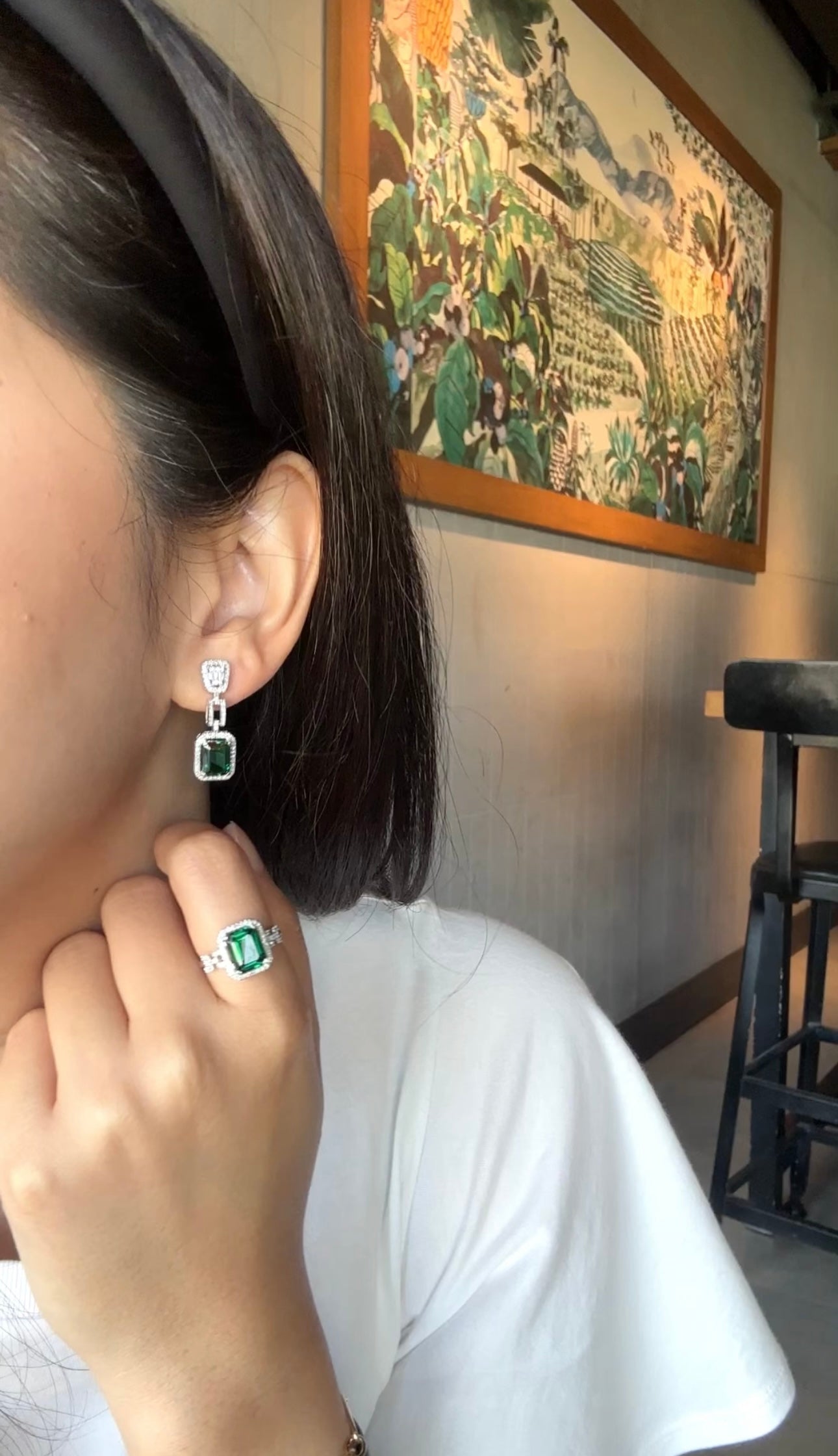 Kyla Emerald Dangling Earrings