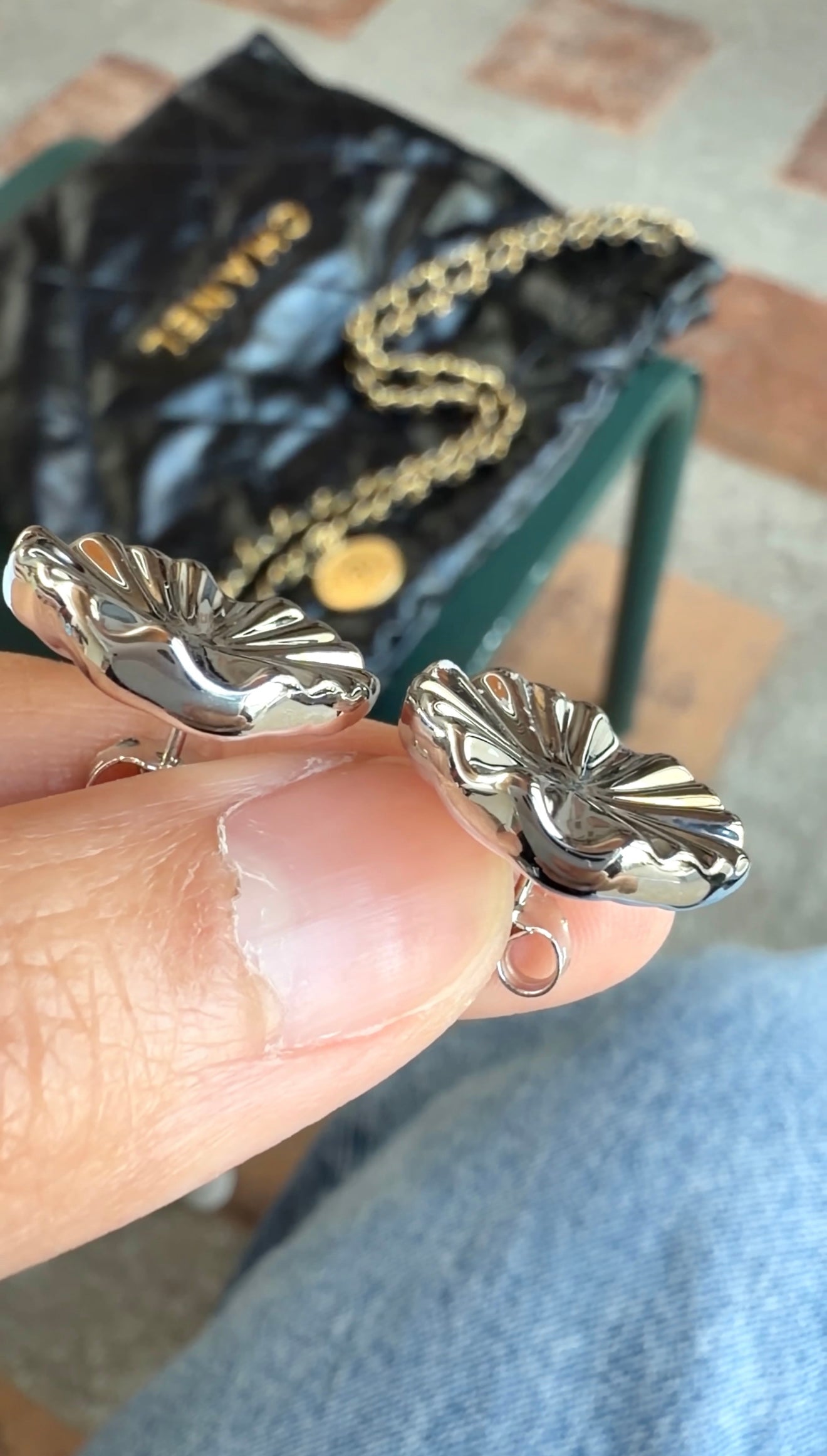 AURORA Ripple White Gold Earrings