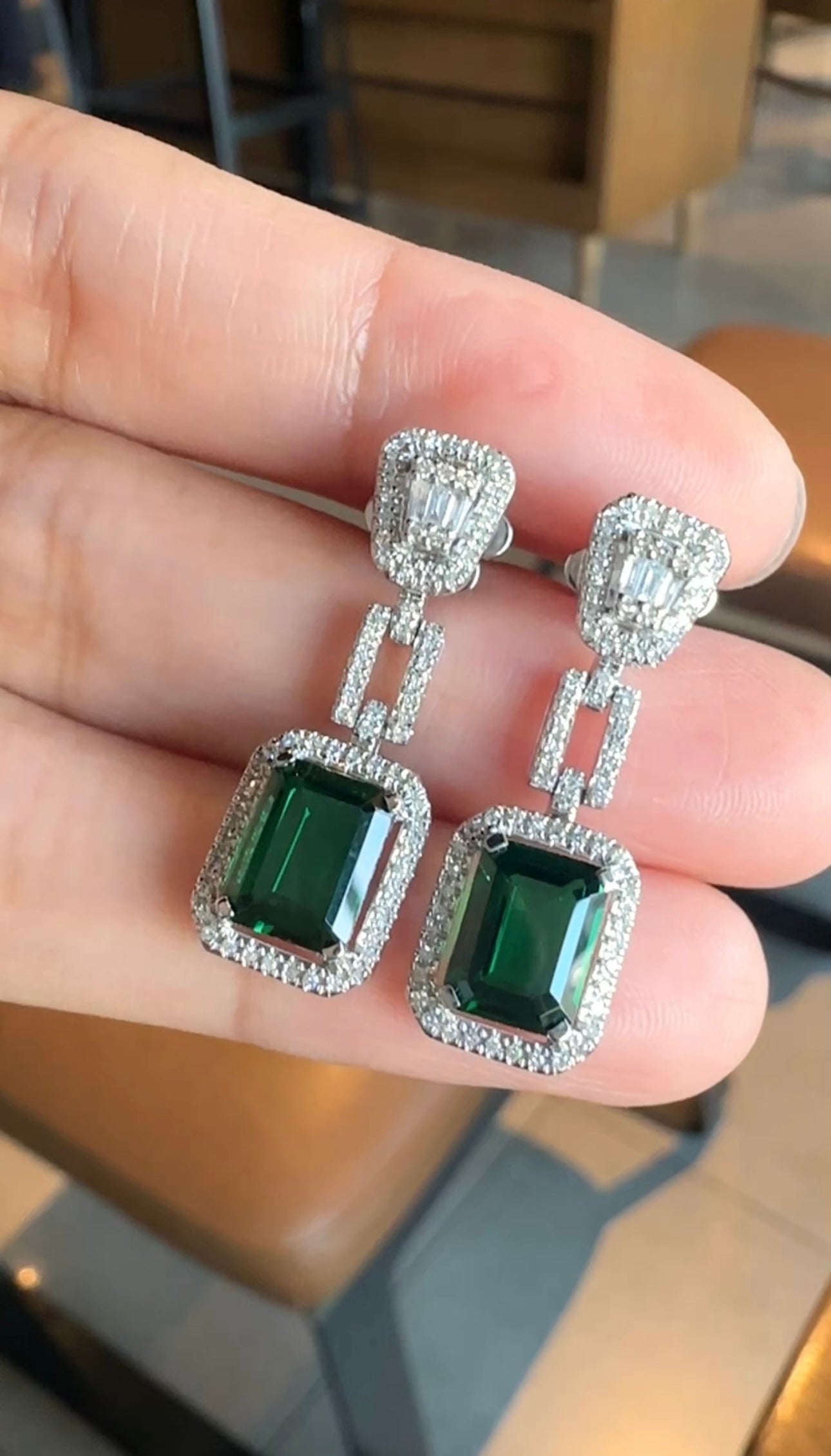 Kyla Emerald Dangling Earrings